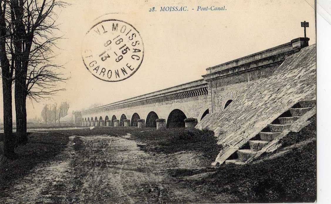 82 MOISSAC Pont Canal, Vue D´ Ensemble, Ed ? 28, 1913 - Moissac