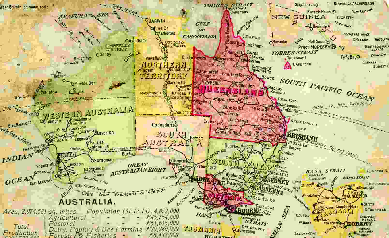 CARTE D'AUSTRALIE En 1919 - Other & Unclassified