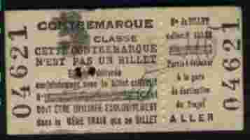 TICKET DE TRANSPORT TRAIN (CONTREMARQUE) - Autres & Non Classés