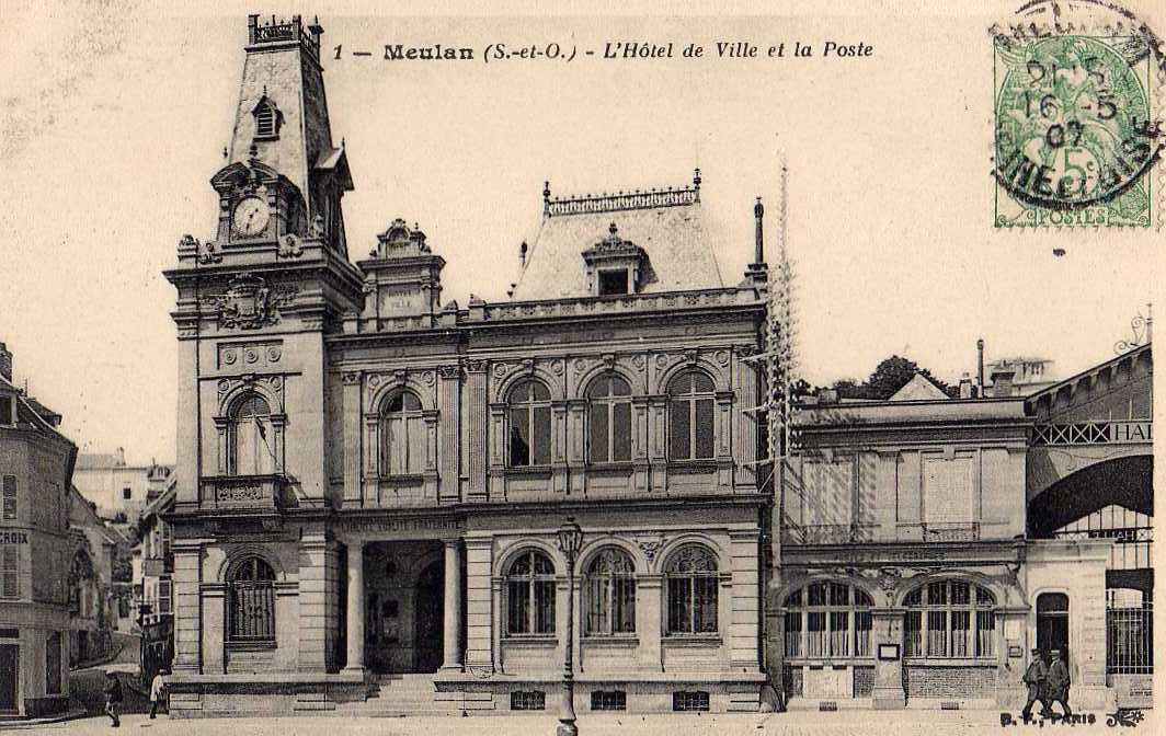 78 MEULAN Hotel De Ville, Poste, Mairie, Ed BF 1, 1907 - Meulan