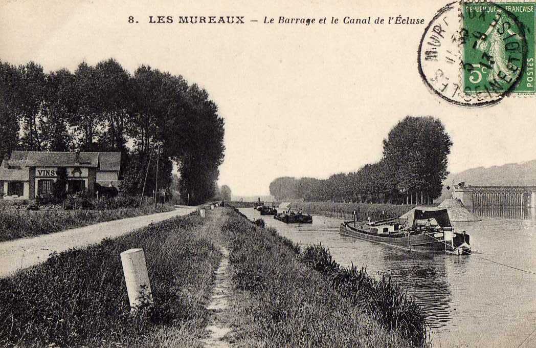 78 LES MUREAUX Bords De Seine, Barrage, Canal De L´Ecluse, Péniches, Ed CM 8, 1913 - Les Mureaux