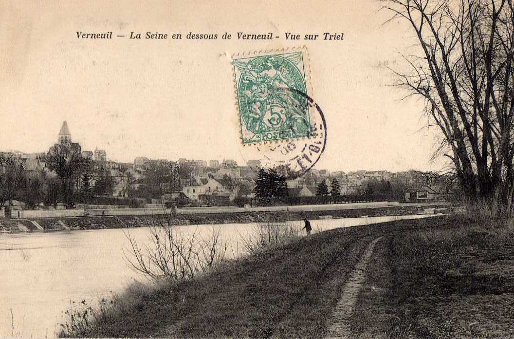 78 VERNEUIL SUR SEINE Bords De Seine En Dessous De Verneuil, Vue Sur Triel, Ed ? 1905 - Verneuil Sur Seine