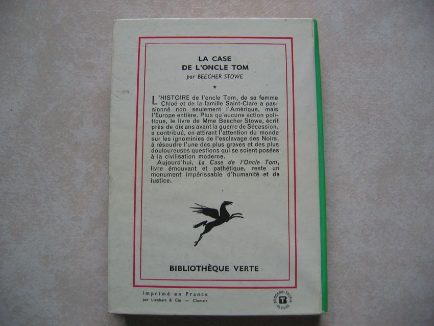 La Case De L´oncle Tom De Mme Beecher Stowe - Bibliothèque Verte