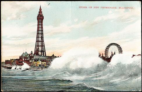 Storm On New Promenade, Blackpool, U.K. - Tower And Ferris Wheel - Blackpool