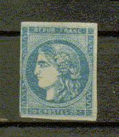 FRANCE Nº 46 B * Aminci Et Marge Touchee - 1870 Bordeaux Printing