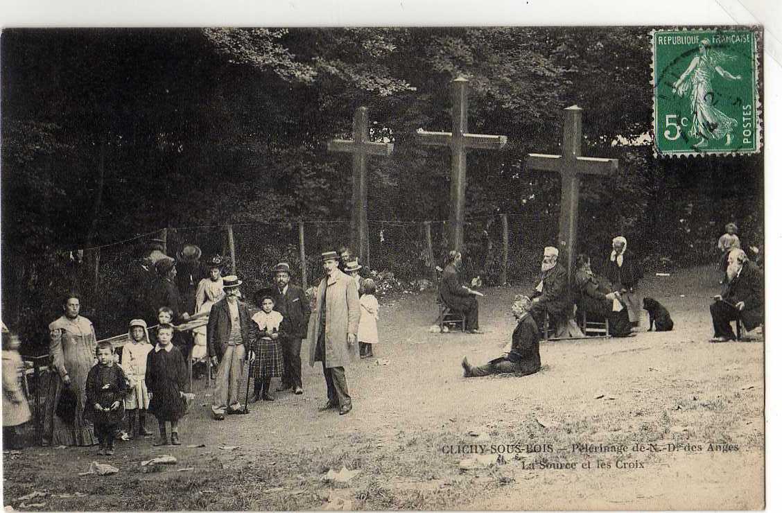 93 CLICHY SOUS BOIS Notre Dame Des Anges, Pèlerinage, Source, Trois Croix, Trés Animée, Ed Avice, 1910 - Clichy Sous Bois