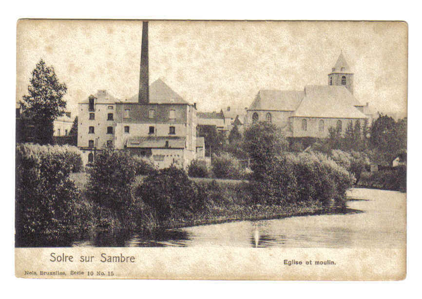 Molen En Kerk Solre Sur Sambre 1919 - Moulins à Eau