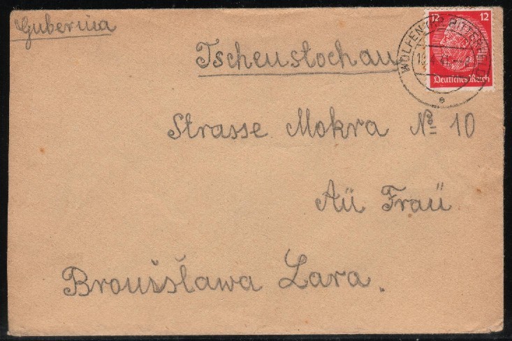 GERMANY 3RD REICH 1941 LETTER TO TSCHEUTOSCHAU (POLAND) WITH 12 PF HINDENBURG CANCELLED WITH WOLFEN (KR BITTERFELD) CDS - Oblitérés