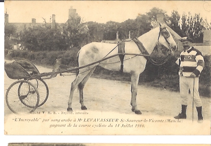 DEP 50 SAINT SAUVEUR LE VICOMTE LE PUR SANG ARABE DE MR LEVAVASSEUR GAGNANT DE LA COURSE CYCLISTE DU 17/07/1910 SUPERBE - Saint Sauveur Le Vicomte