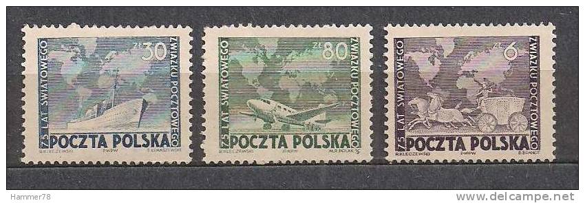POLAND 1949 75th ANNIVERSARY OF U.P.U. Set MNH - Unused Stamps