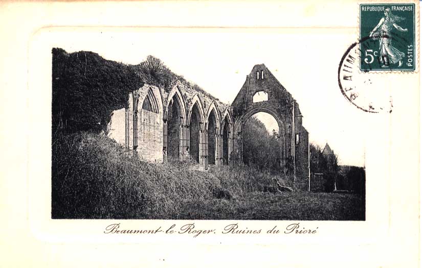 CPA Beaumont Le Roger (27, Eure) Ruines Du Prioré , 1910 (carte "encadrée") - Beaumont-le-Roger