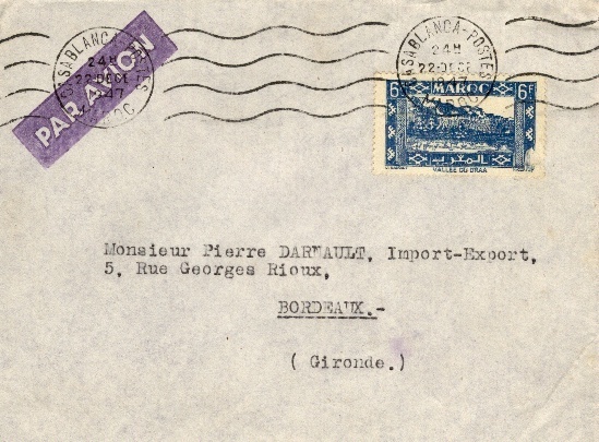 MAROC Lettre De Casablanca 1947 Via Bordeaux - Briefe U. Dokumente