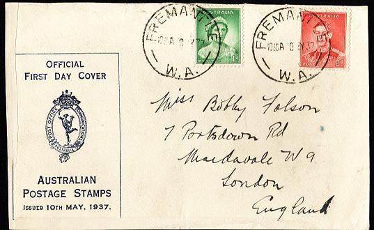 Australia 1937 - 1d Green + 2d Red - First Day Of Issue `on Piece` - Postal Stationery