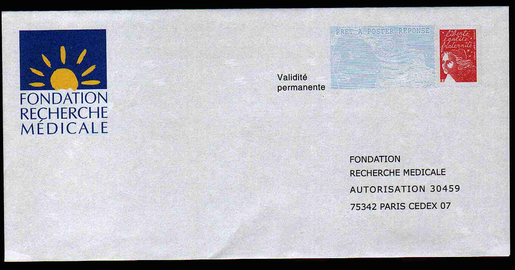 Entier Postal PAP Réponse Fondation Recherche Médicale. Autorisation 30459, N° Au Dos: 0312657 - Prêts-à-poster:Answer/Luquet