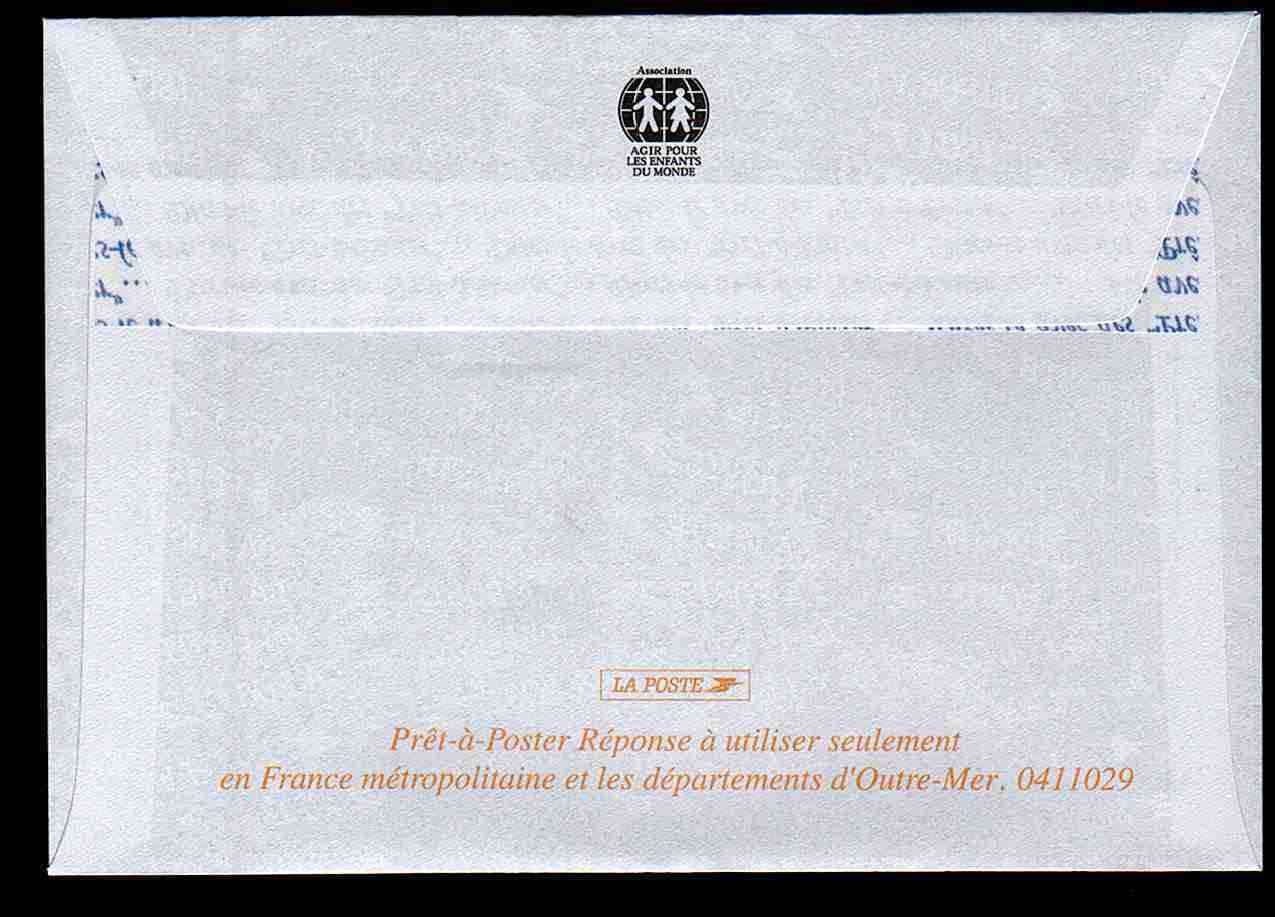 Entier Postal PAP Réponse Agir Pour Les Enfants Du Monde. Autorisation 41721, N° Au Dos: 0411029 - Listos Para Enviar: Respuesta/Lamouche