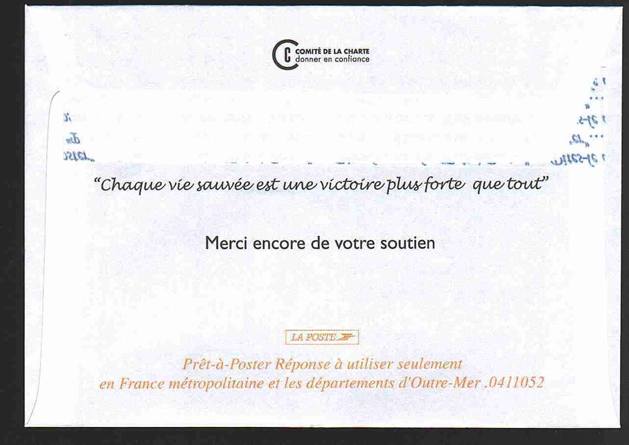 Entier Postal PAP Réponse Action Contre La Faim. Autorisation 81752, N° Au Dos: 0411052 - Prêts-à-poster: Réponse /Lamouche