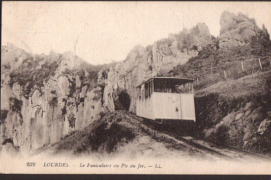 France - Train à Crémaillère Funiculaire Lourdes (utilisée 1920 Timbre Décollé) - Funicular Railway