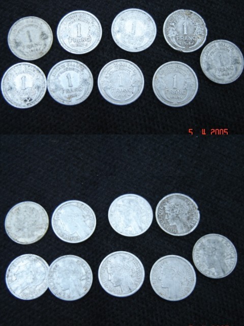 LOT DE 9 PIECES DE 1 FRANCS TYPE MORLON - Colecciones