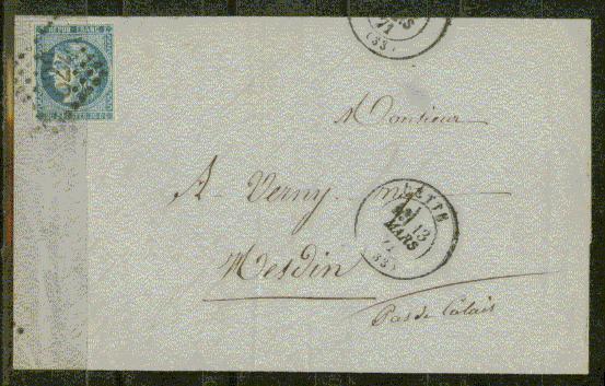 FRANCE Nº 46 Obl. S/Lettre Entiere - 1870 Bordeaux Printing