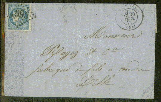 FRANCE Nº 46 Obl. S/Lettre Entiere - 1870 Bordeaux Printing