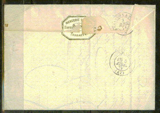 FRANCE Nº 46  Obl. S/ Lettre Entiere - 1870 Bordeaux Printing