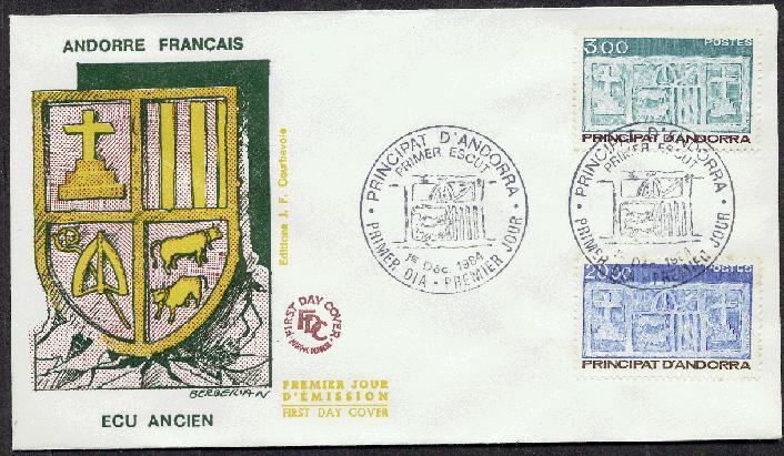 FDC- Enveloppe 1er Jour, ANDORRE Année 1984 N°335 & 336, Type écu Primitif Des Vallées - FDC