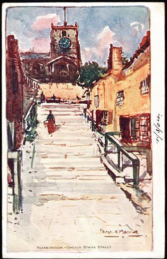 Church Stairs Street, Scarborough, U.K. - Artist Signed Frank H. Mason - Scarborough