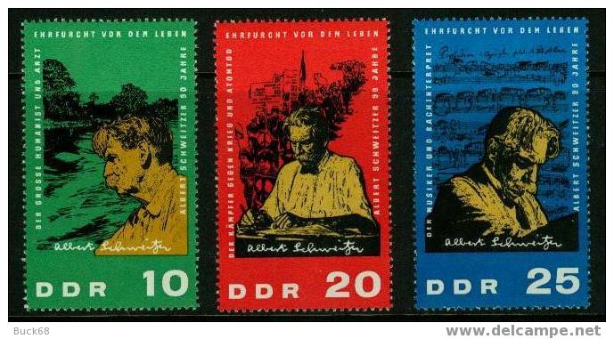 ALLEMAGNE RDA DDR Poste  783 à 785 ** Albert SCHWEITZER Prix Nobel De La Paix 1952 ( Lambaréné GABON ) - Albert Schweitzer