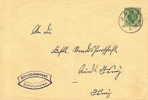 Lettre Oficiel GOTTLISHOFEN (Wurtt) 1914 Entier Postal - Ganzsachen