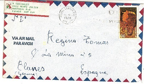 Carta Aerea MONTREAL(Canada) 1979 A España - Lettres & Documents