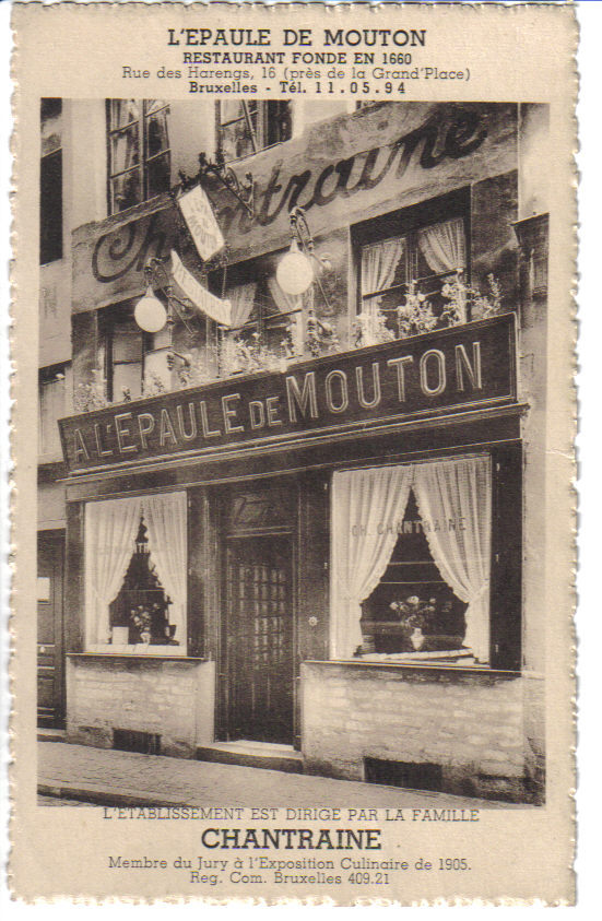 BRUXELLES  Restaurant  L´Epaule De Mouton  Rue Des Harengs 16 - Cafés, Hotels, Restaurants
