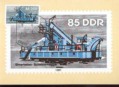 ALLEMAGNE DDR CARTE MAXIMUM NUM.YVERT 2311 BATEAUX FLUVIAUX - Maximumkarten (MC)