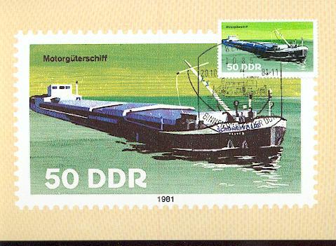 ALLEMAGNE DDR CARTE MAXIMUM NUM.YVERT 2310 BATEAUX FLUVIAUX - Maximumkaarten