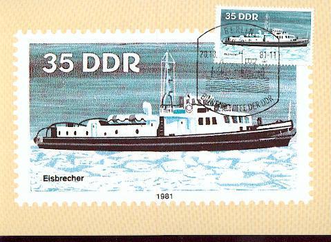 ALLEMAGNE DDR CARTE MAXIMUM NUM.YVERT 2309 BATEAUX FLUVIAUX - Cartes-Maximum (CM)