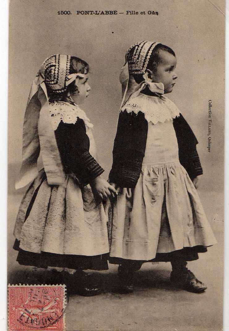29 PONT L ABBE Types, Fille Et Gas, Enfants, Costumes, Ed Villard 1500, 1906 - Pont L'Abbe
