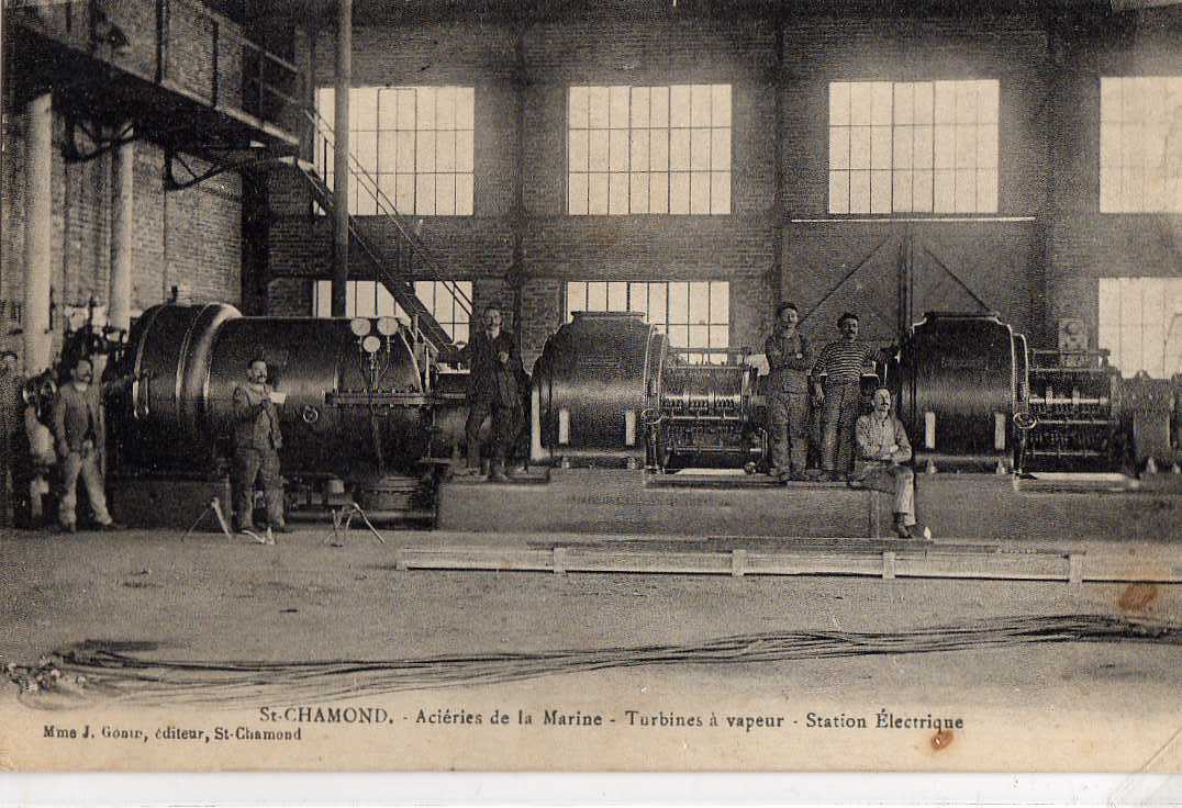 42 ST CHAMOND Acieries De La Marine, Usines, Turbines à Vapeur, Station Electrique, Beau Plan Animé, Ed Gonin, 190? - Saint Chamond