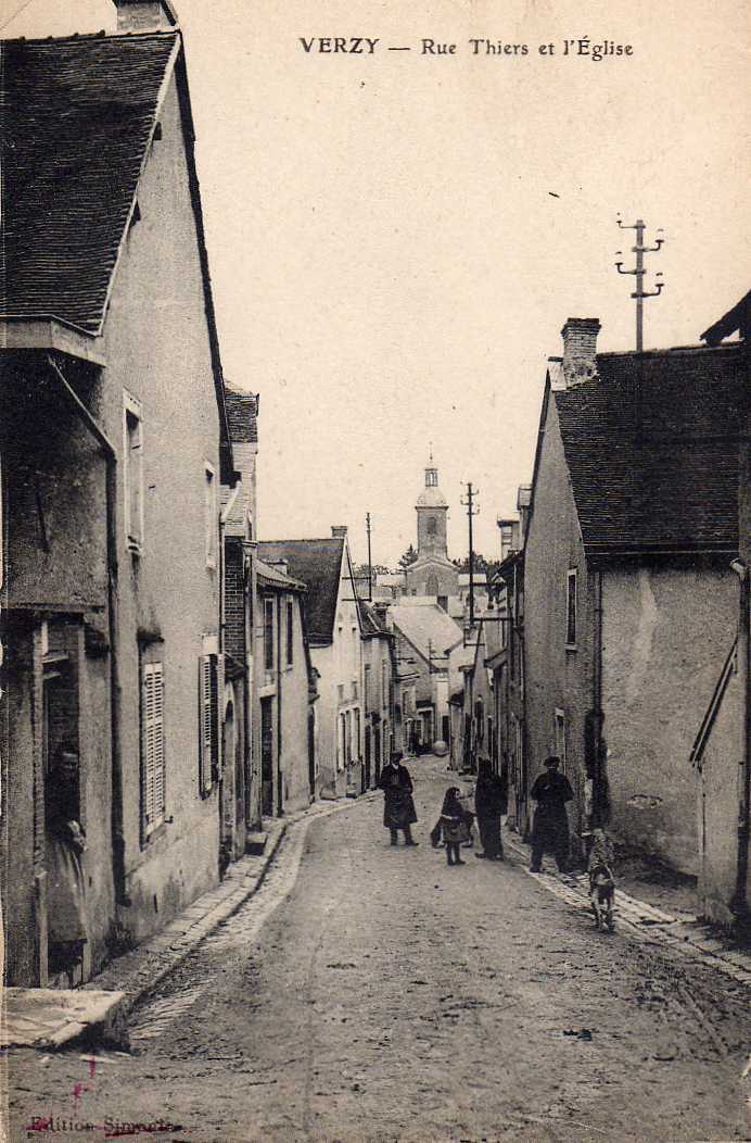 51 VERZY Rue Thiers Et L' Eglise, Animée 1917 - Verzy