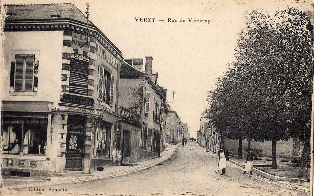 51 VERZY Rue De Verzenay, Animée, Commerce "Rouennerie A La Parisienne" TOP++ 191? - Verzy