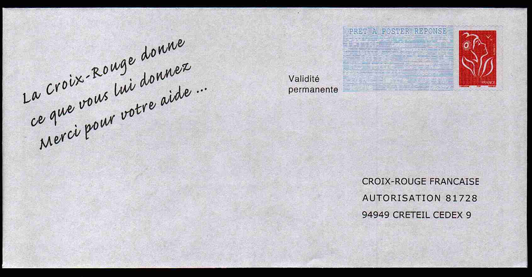 Entier Postal PAP Réponse Croix Rouge Française. Autorisation 81728, N° Au Dos: 0411000 - Prêts-à-poster:Answer/Lamouche