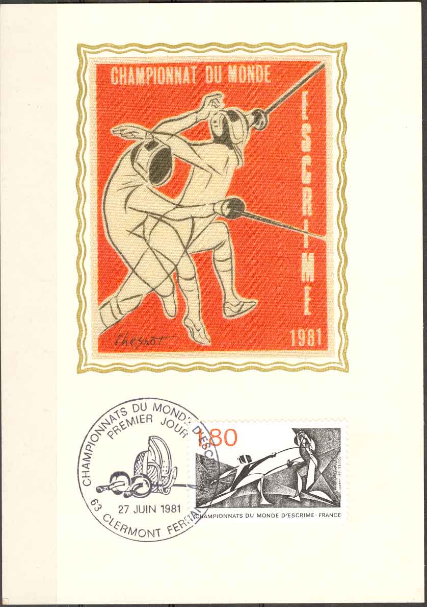 Carte Premier Jour. France. Championnat Du Monde D'escrime 1981. Fencing. - Scherma