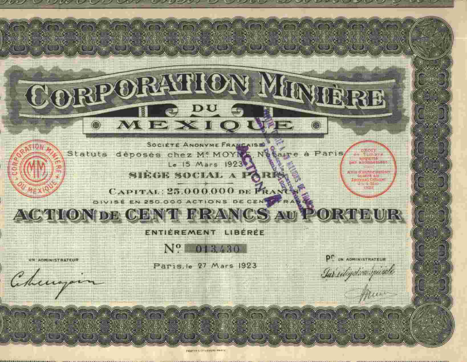 CORPORATION MINIERE DU MEXIQUE - Miniere