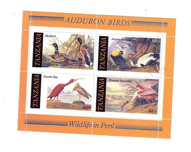 BLOC TANZANIE EN NEUF*** THEME SUR LES OSEAUX WILD LIFE IN PERIL AUDUBON BIRDS - Hoendervogels & Fazanten