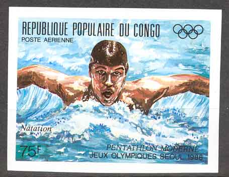 **Non Dentelé** République Populaire Du Congo. Jeux Olympiques Séoul 1988. Natation. - Swimming