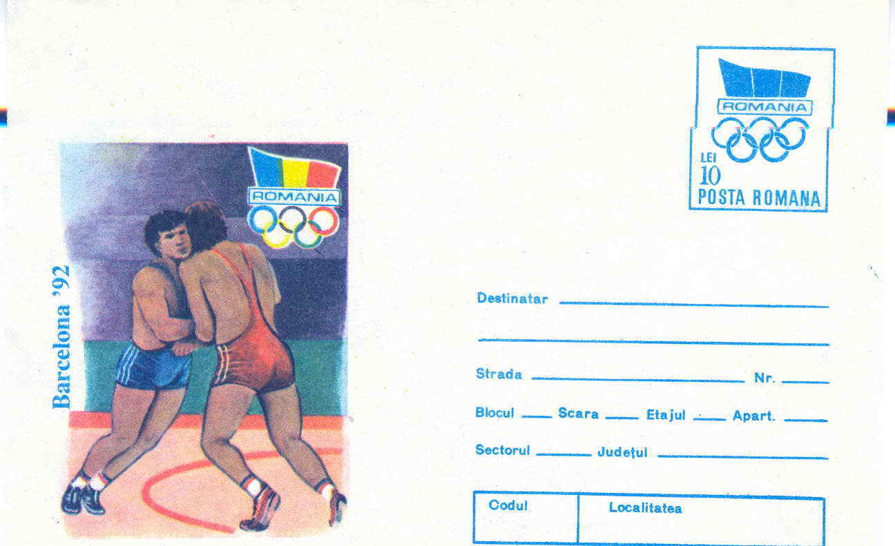 LUTTE ENTIER POSTAL RROUMANIE 1992 JEUX OLYMPIQUES DE BARCELONE - Estate 1992: Barcellona