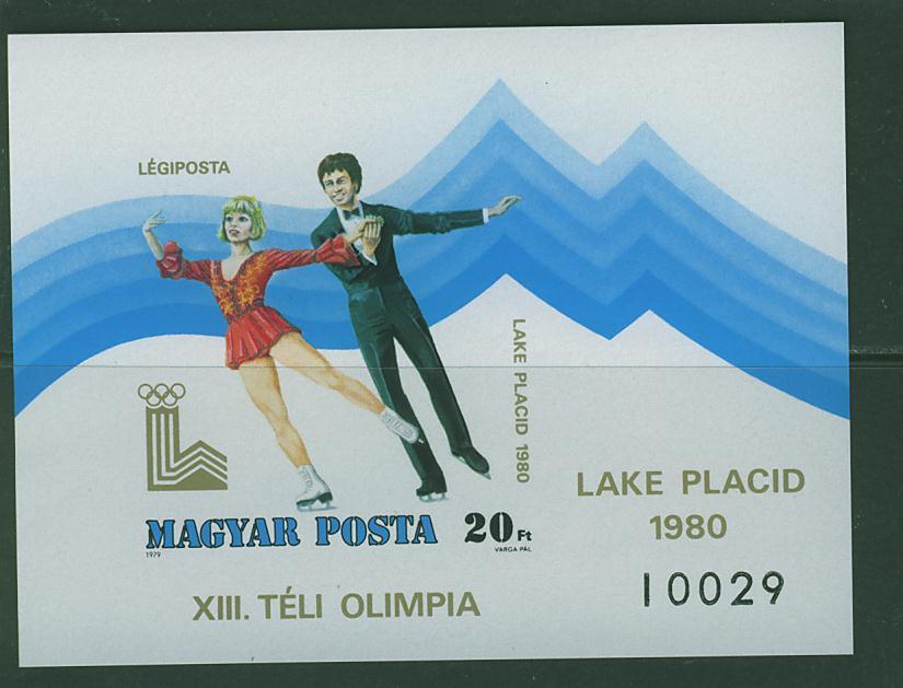 280N0092 Patinage Artistique Bloc 144 NON DENTELE Hongrie 1979 Neuf ** Jeux Olympiques De Lake Placid - Pattinaggio Artistico