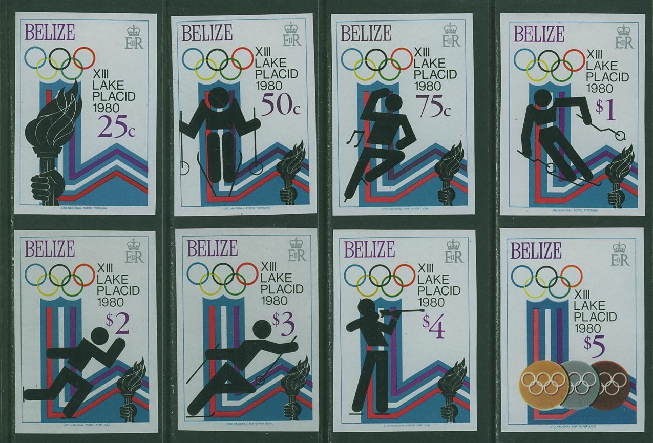 280N0060 Ski Patinage Biathlon Medaille 447 à 454 NON DENTELE Belize 1980 Neuf ** Jeux Olympiques De Moscou - Hiver 1980: Lake Placid