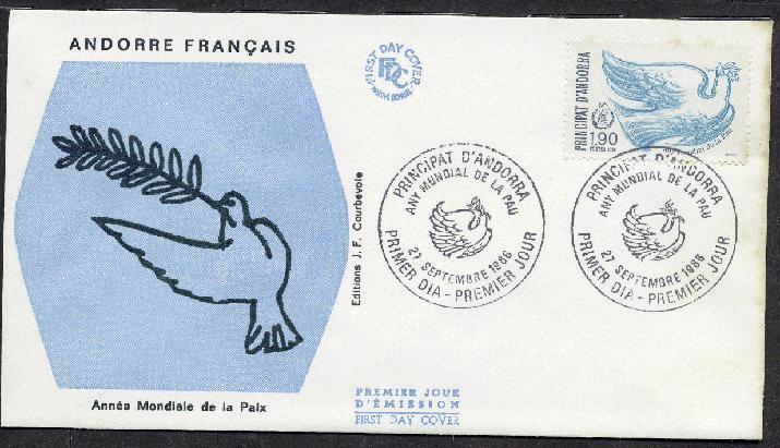 FDC- Enveloppe 1er Jour, ANDORRE Année 1986 N°353 Année Internationale De La Paix - FDC