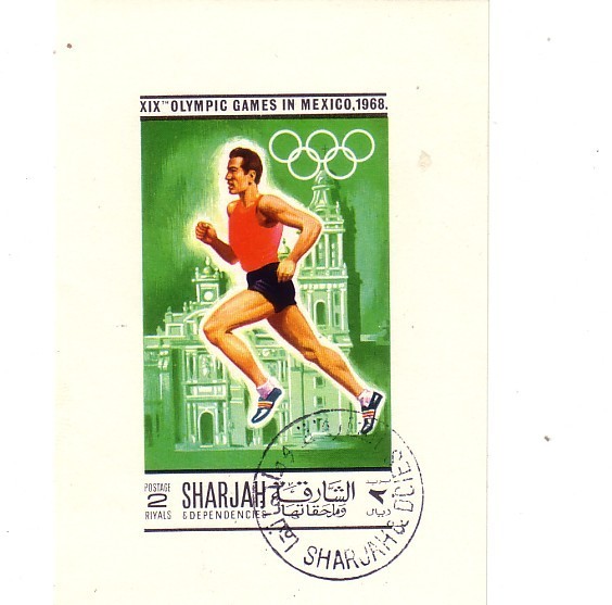 BLOC SUR LE THEME  DES JEUX OLYMPIQUES ETE MEXICO 1968 COURSE A PIED  LOT 15  SAHRJAH - Ete 1968: Mexico