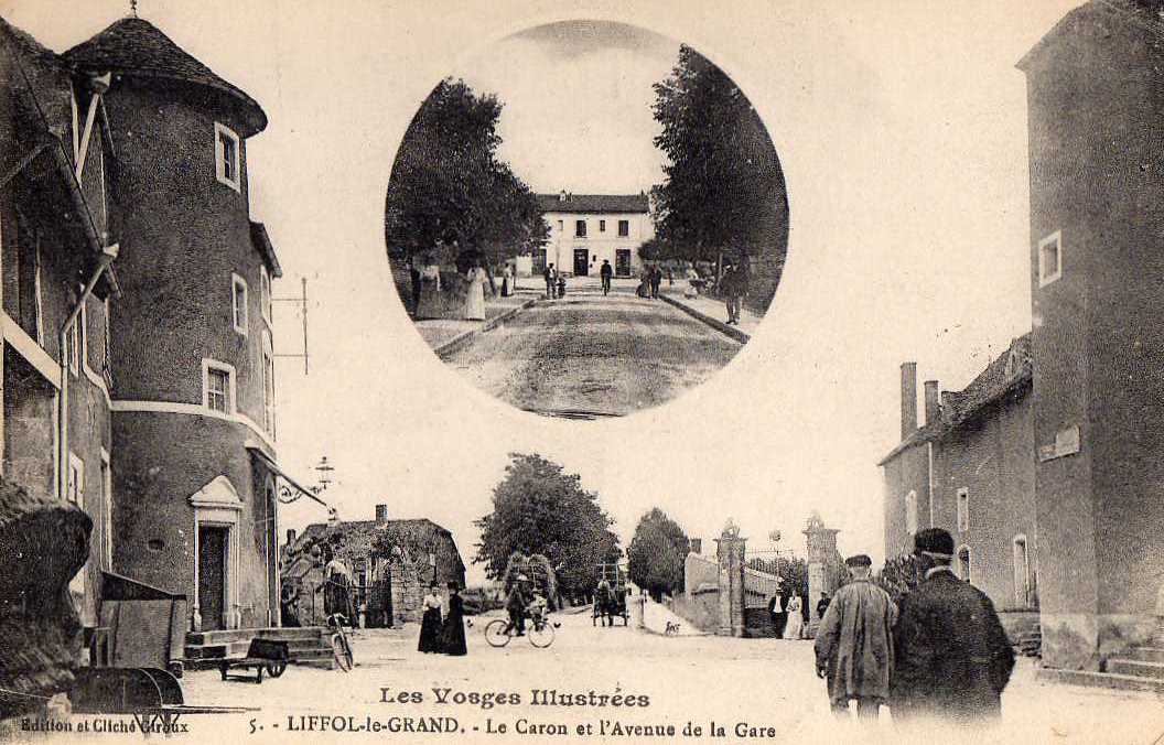 88 LIFFOL LE GRAND Multivue, Le Caron Et L´ Avenue De La Gare, Animée 1916 - Liffol Le Grand