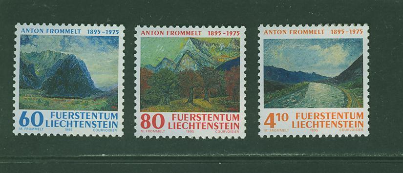 L0248 Paysages Peintures Vallée Et Montagne Rhin Anton Frommelt 1049 à 1051 Liechtenstein 1995 Neuf ** - Neufs